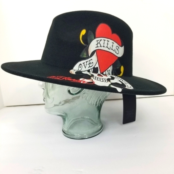 ED HARDY by Christian Audigier Unisex Fedora Hat - Rare - Picture 1 of 11